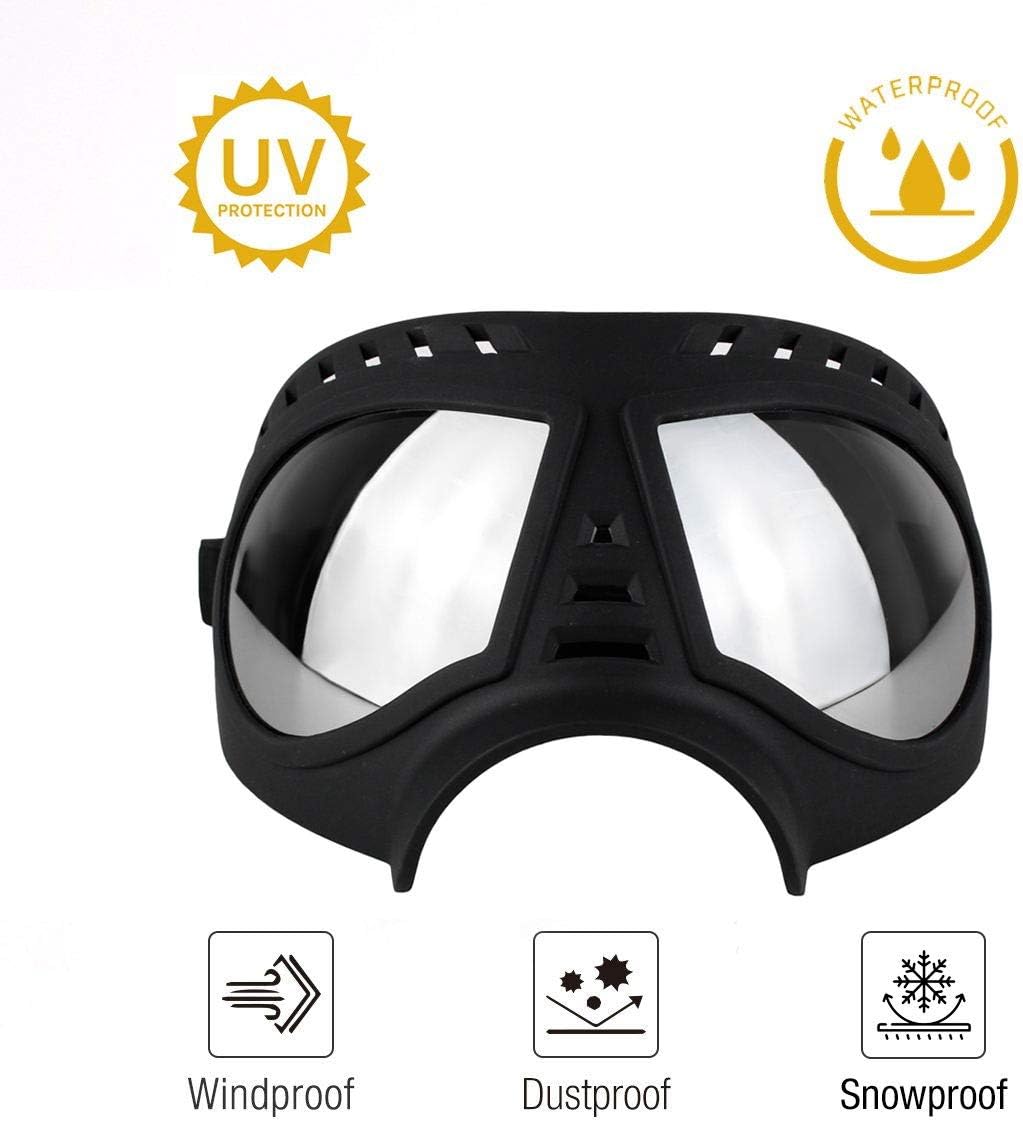 Lunettes pour Chiens Protection des Yeux Sangles Réglables Facile à Mettre Anti-UV Lunettes de Soleil pour Moyen/Grand Chien - 5