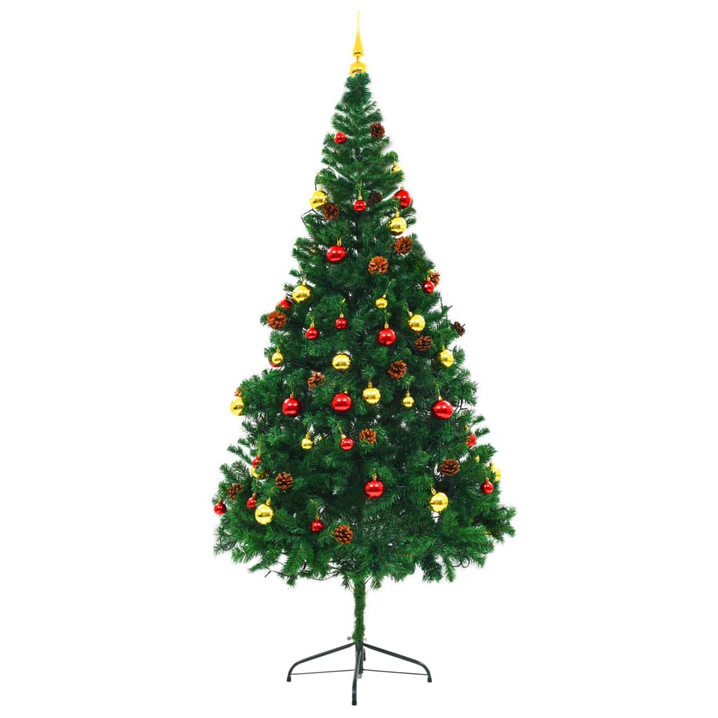 Maison Exclusive - Albero di Natale Preilluminato con Palline Verde 210 cm - 2