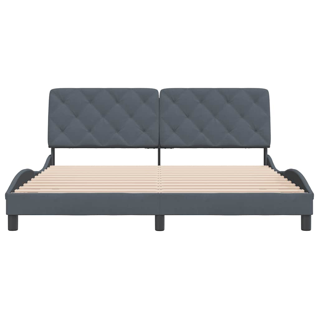 Cadre de lit sans matelas gris foncé 180 x 200 cm velours - 5
