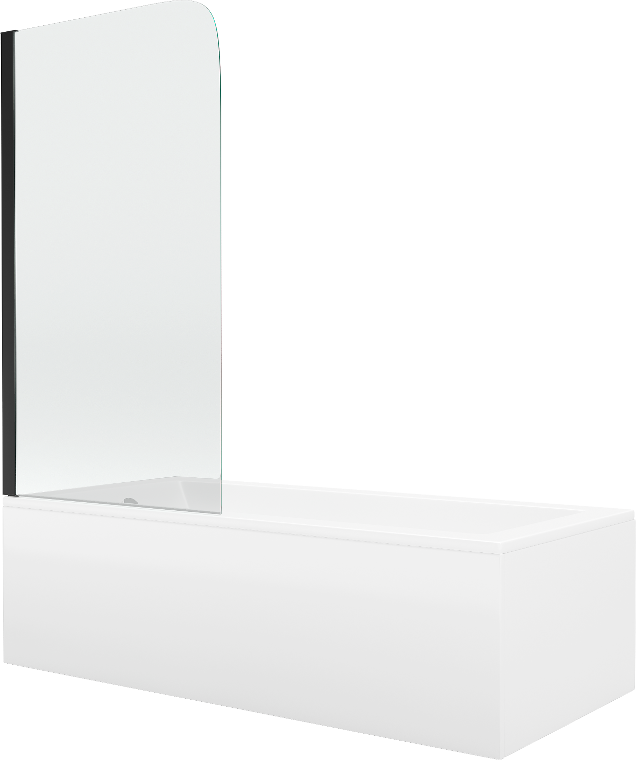 Mexen Cubik wanna prostokątna 170 x 70 cm z obudową i parawanem 1-skrzydłowym 70 cm, transparent, czarny - 550317070X9007017000
