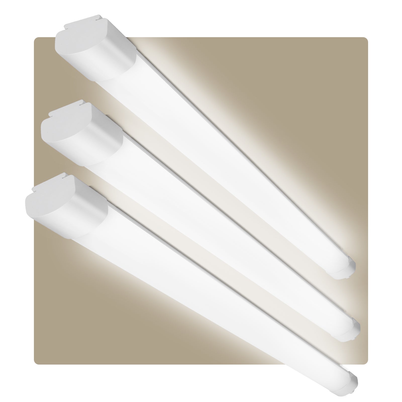 LOVHAUS Zestaw 3 Sufitowych Lamp LED do Łazienki 120CM, 3960LM, Podłączane Oświetlenie Rurowe LED Biały Neutralny IP65 do Warsztatu, Magazynu, Garażu