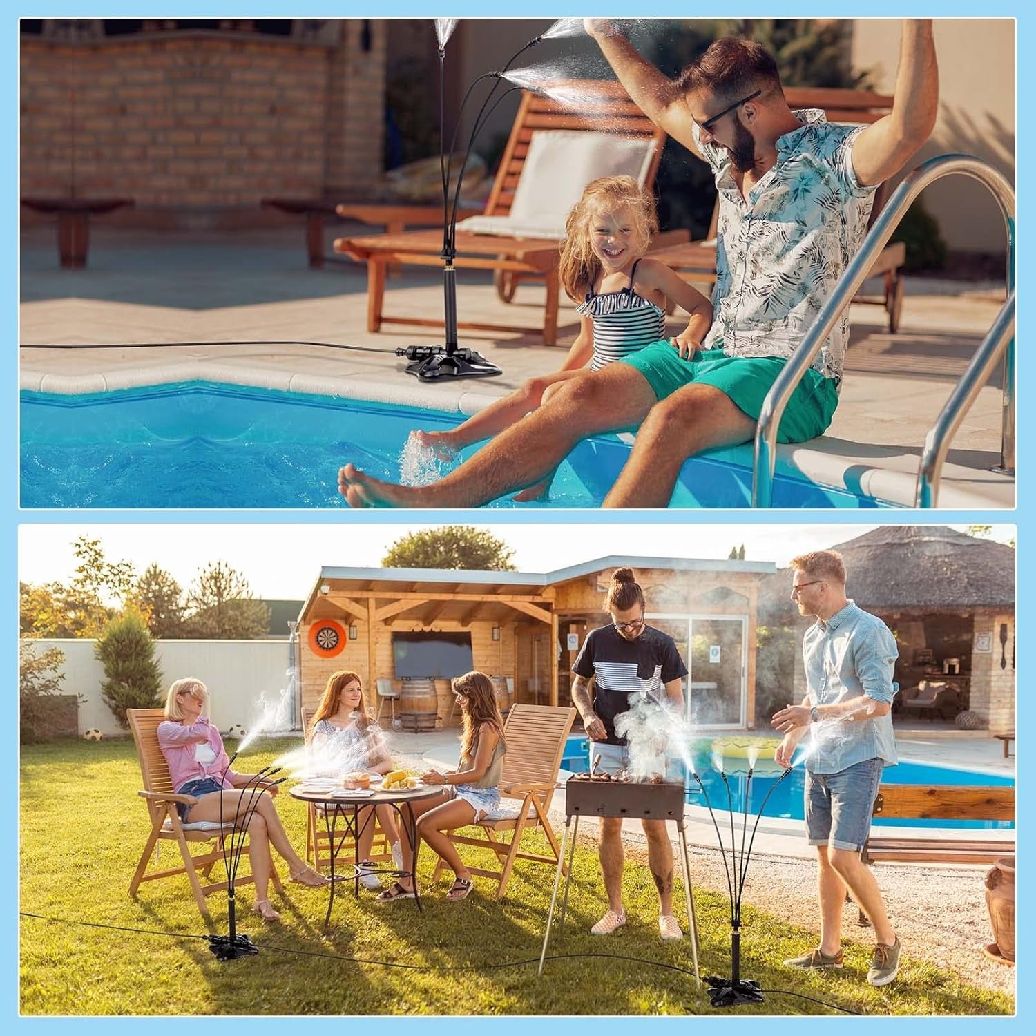 Système de brumisation sur pied 109 cm – Tuyau flexible avec 4 buses, rafraîchisseur pour terrasse, jardin ou animaux - 7