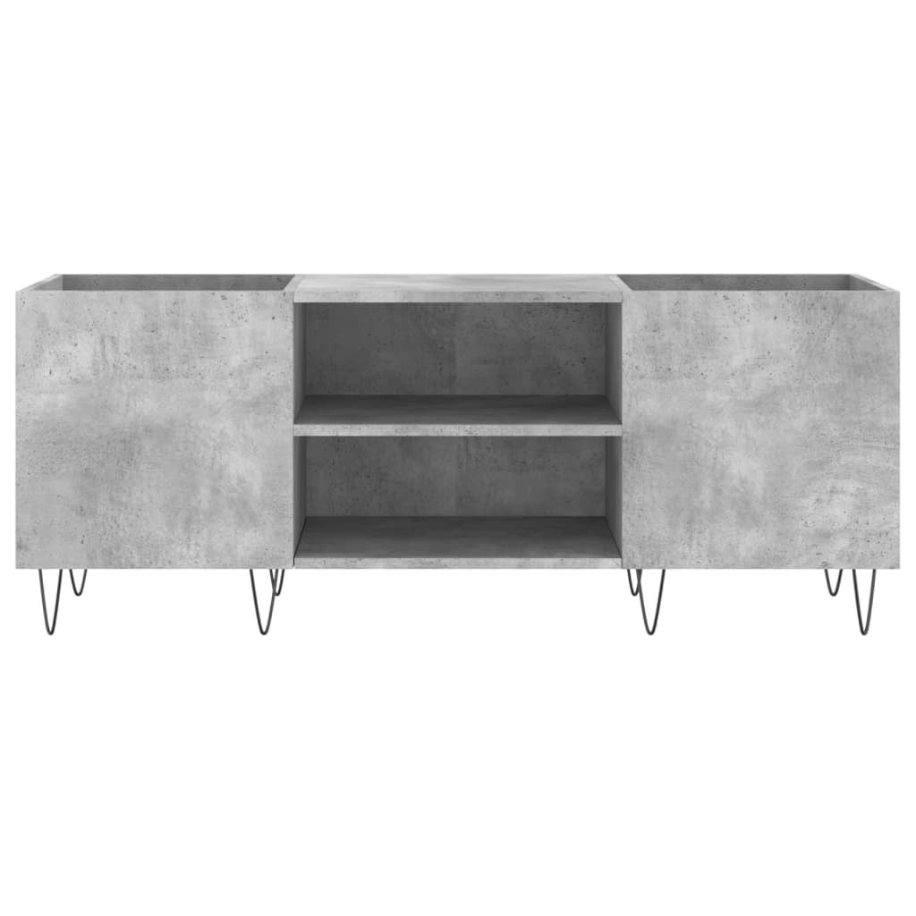 Armário de disco de madeira compensada cinza concreto 121x38x48 cm – ComfortXL - 4