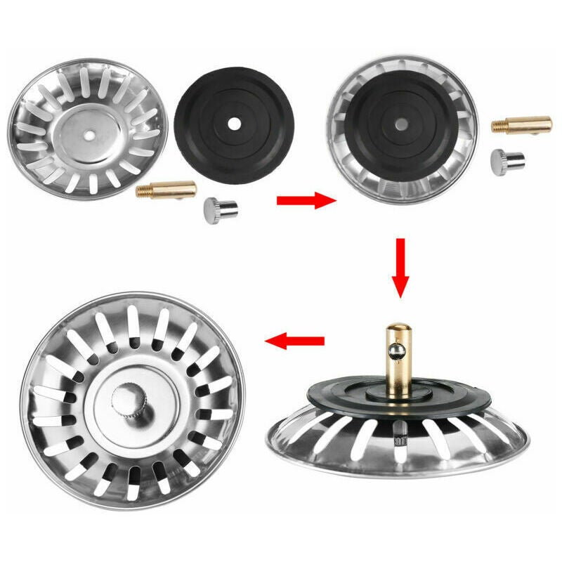 Bouchon d'évier de cuisine, bonde de 8 cm, bouchon d'évier en acier inoxydable, protection d'évier de cuisine et de salle de bain, bouchon de vidange - 4