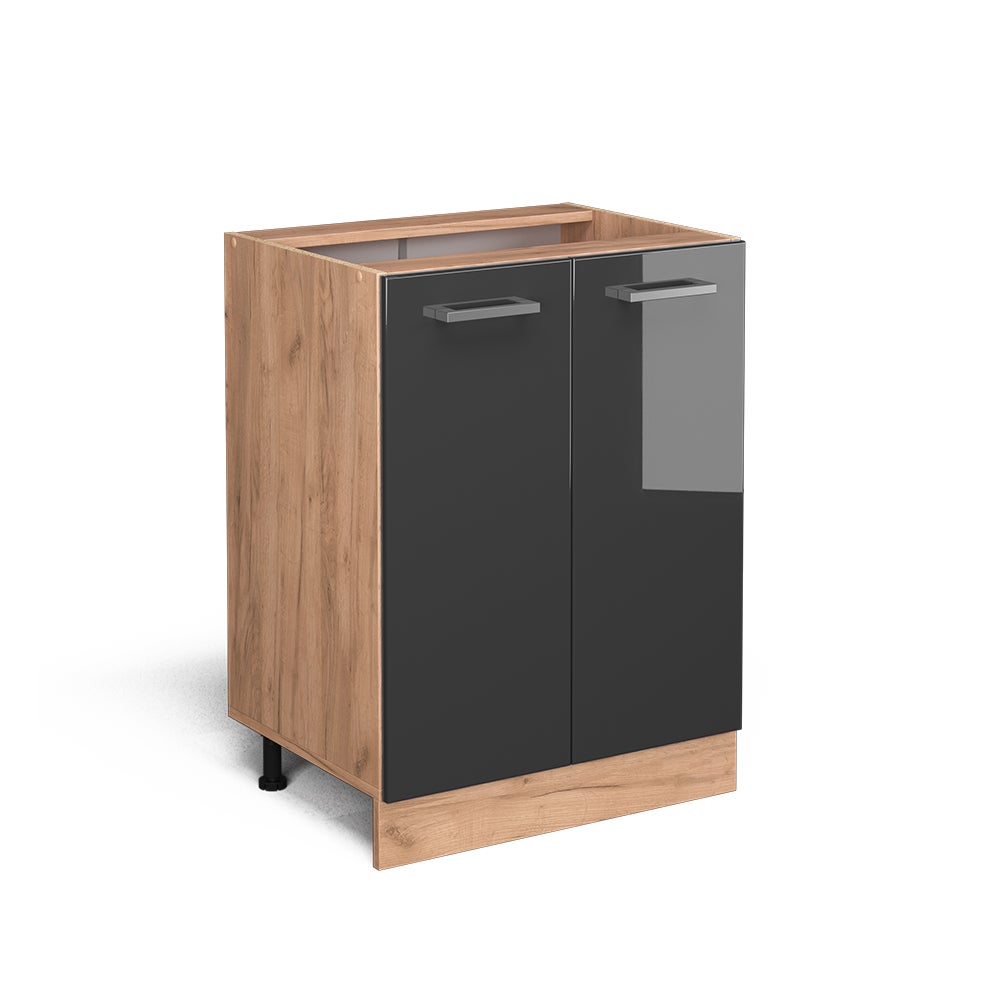 Meuble De Cuisine Vicco R-Line – Élément Haut/Bas, Anthracite Brillant (Sous-Évier 80cm)