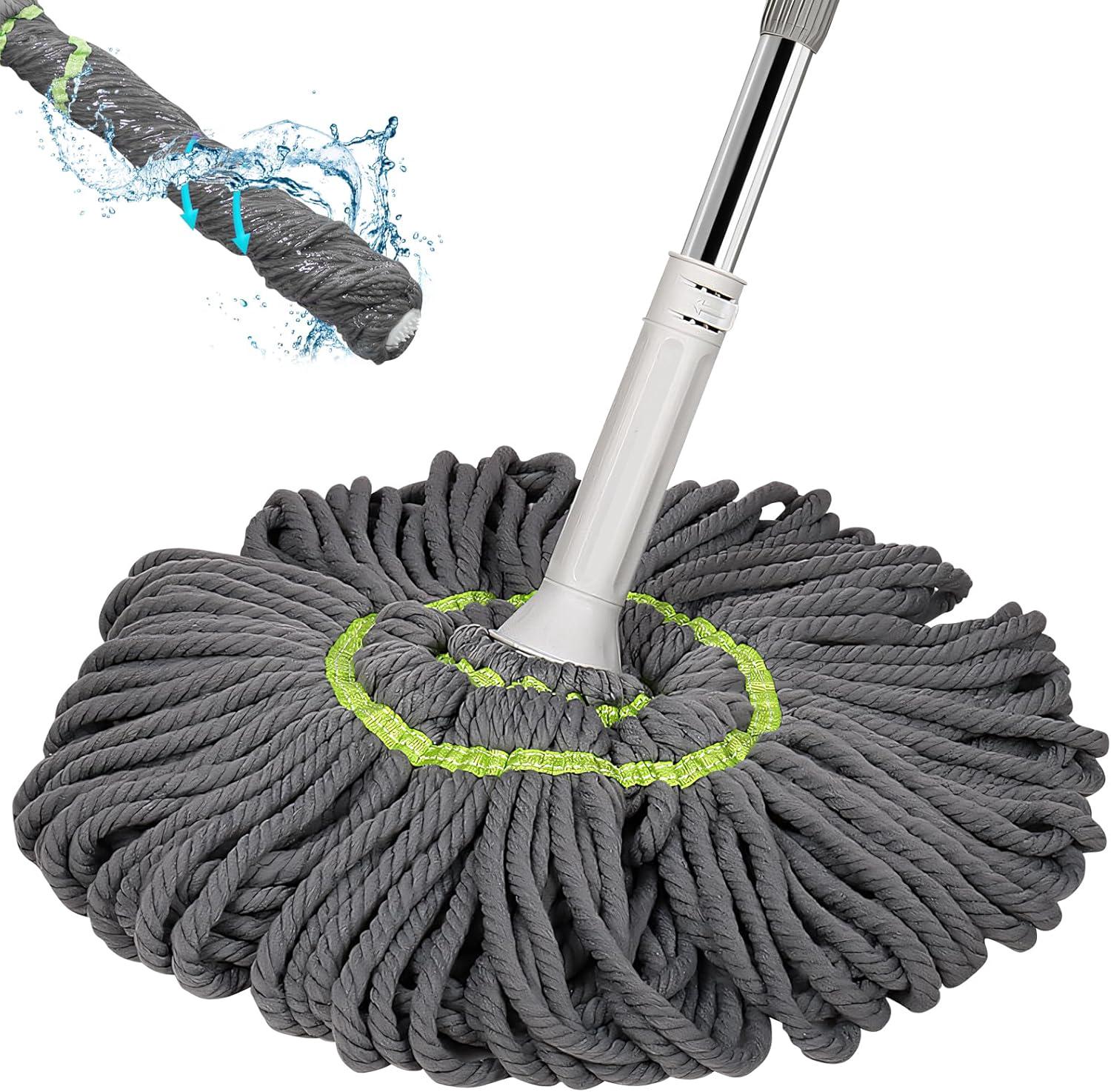 Serpillère auto-essorante microfibre 110 cm, Wet & Dry télescopique pour tous les sols, gris