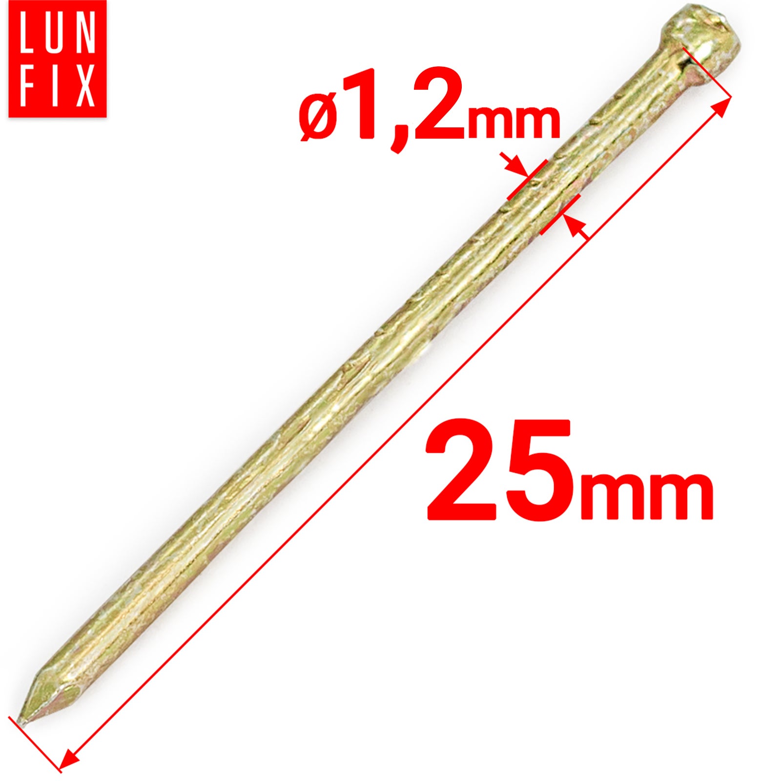 Gwoździe stolarskie 1,2x25 mm złote 5kg ok. 20000szt. - 2
