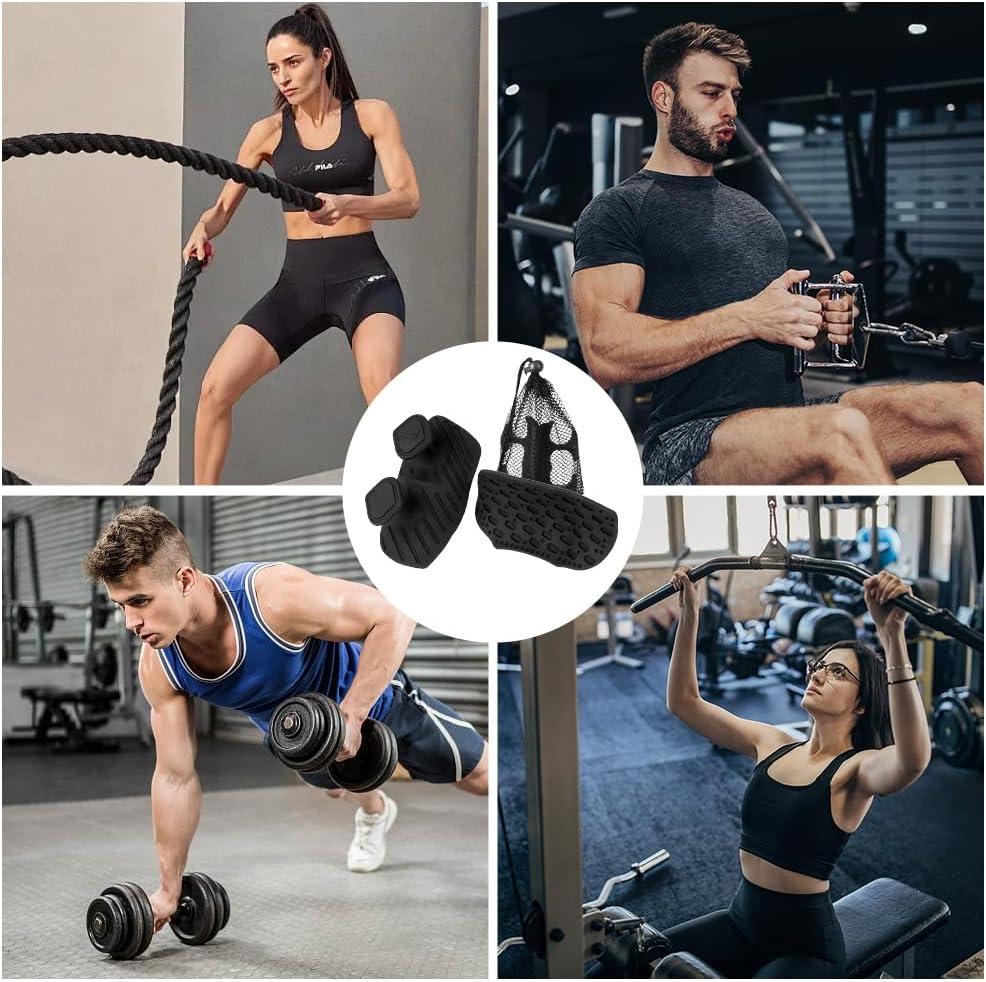 Luvas de ginástica ergonômicas de borracha, antiderrapantes, para levantamento de peso, para homens e mulheres, com bolsa inclusa, ideais para levanta - 5