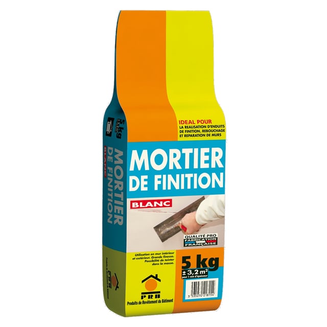 Mortier de Finition Blanc 5kg - Enduit de Lissage Prêt à Gâcher, Haute Adhérence - Rebouchage, Réparation et Finition Murs et Sols
