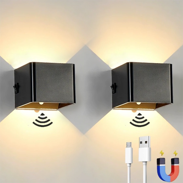 Lot 2 Lampes Murales LED Détecteur Mouvement - Sans Fil USB Rechargeable 50cm