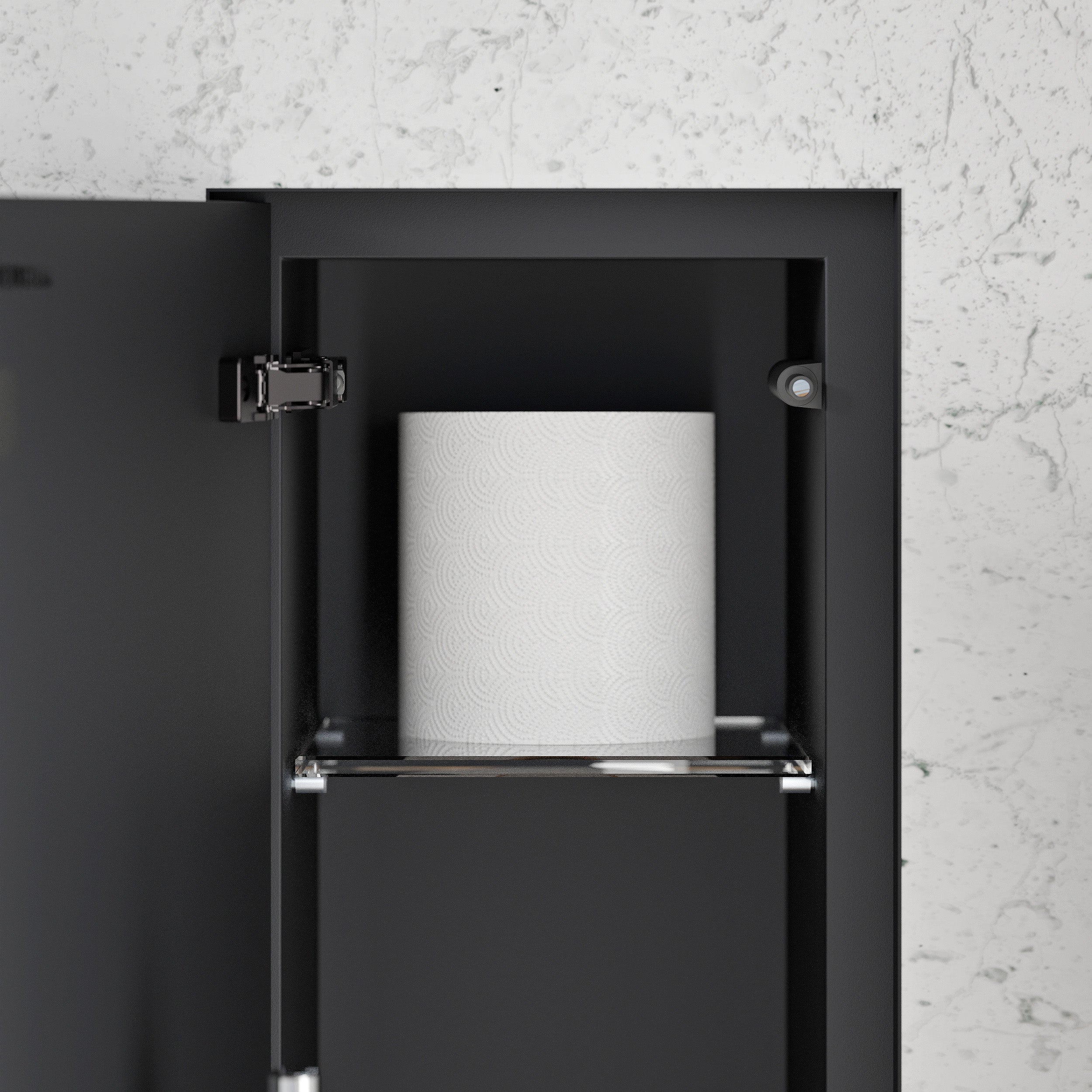 BERNSTEIN - Modulo nicchia da piastrellare WC incasso inox 16x16x58 (LxPxH) porta scopino + 1 ripiano, cerniera a destra - RIA - 5