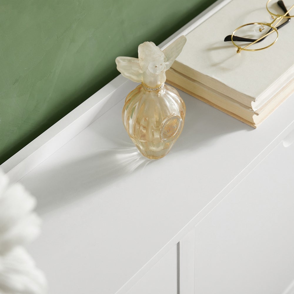 SoBuy Meuble à Chaussures Armoire à Chaussures, 4 abattants, 8 Paires, Blanc, FSR100-W - 4