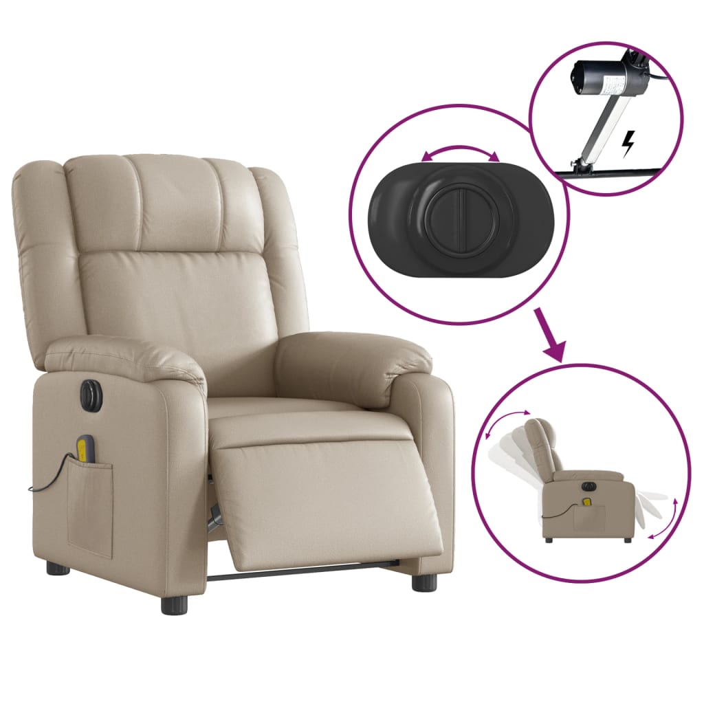 Fauteuil de massage，Fauteuil de Salon，Chaise de massage inclinable électrique cappuccino similicuir CDS21045 - 5