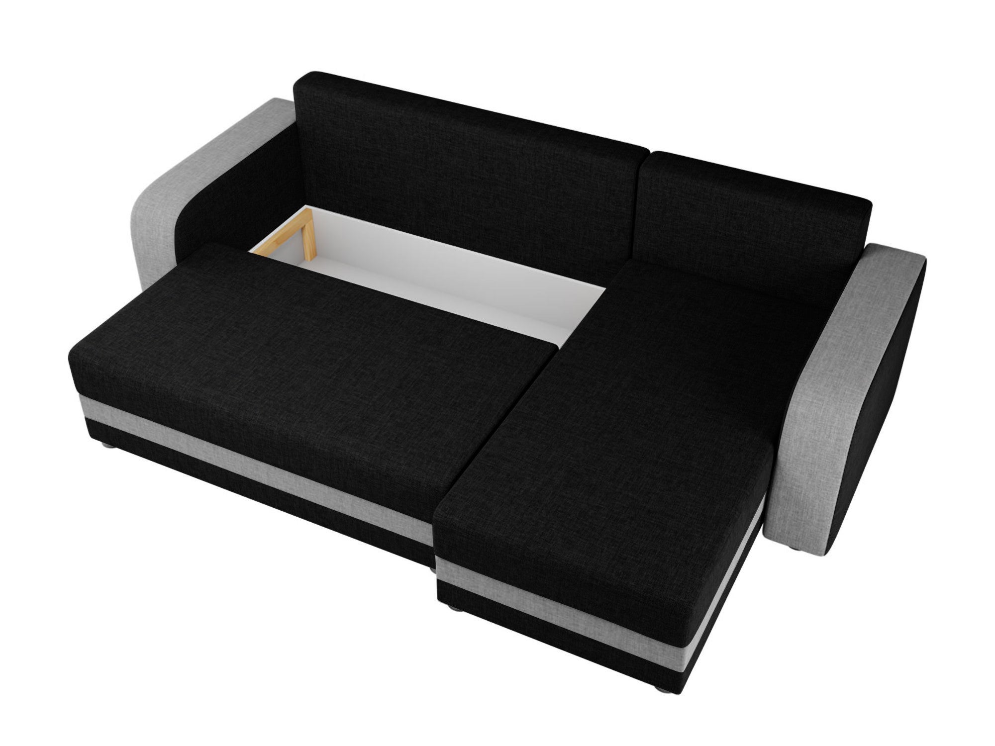 Canapé d'angle réversible convertible 4 places en tissu noir / gris - HARVEY - Best Mobilier - 3