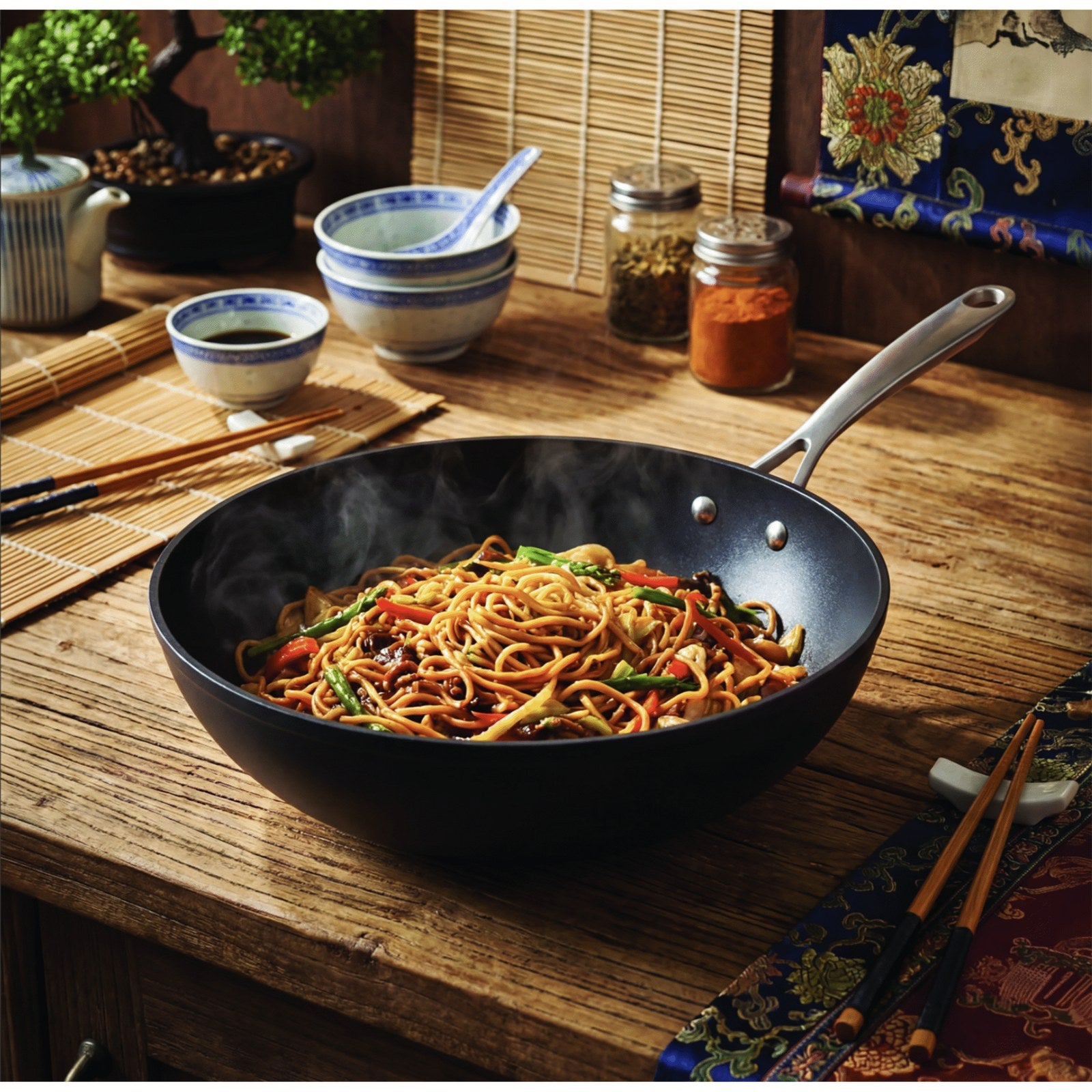 Wok de 30 cm en aluminium avec revêtement antiadhésif | Leroy Merlin