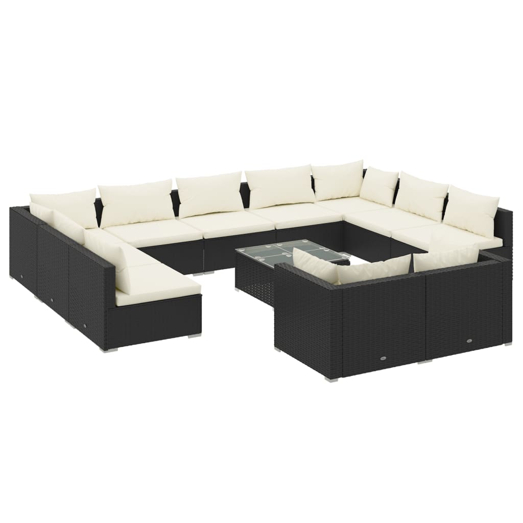Maison Exclusive - Set Divani da Giardino 12 pz con Cuscini in Polyrattan Nero - 2
