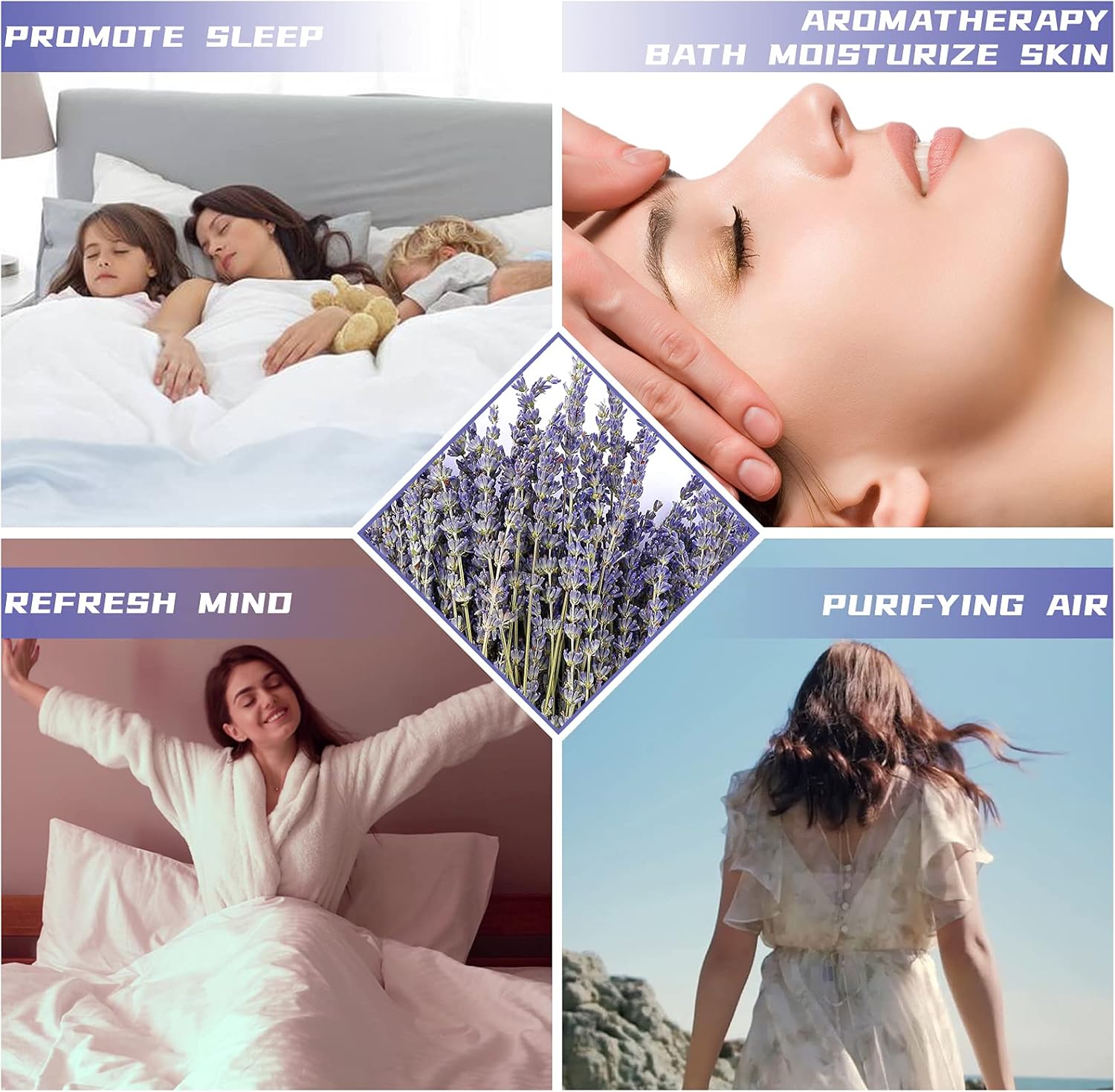 Bouquets de fleurs de lavande séchées (plus de 200 tiges, de 38 à 43 cm de long) pour la décoration intérieure,les loisirs créatifs, les cadeaux - 5