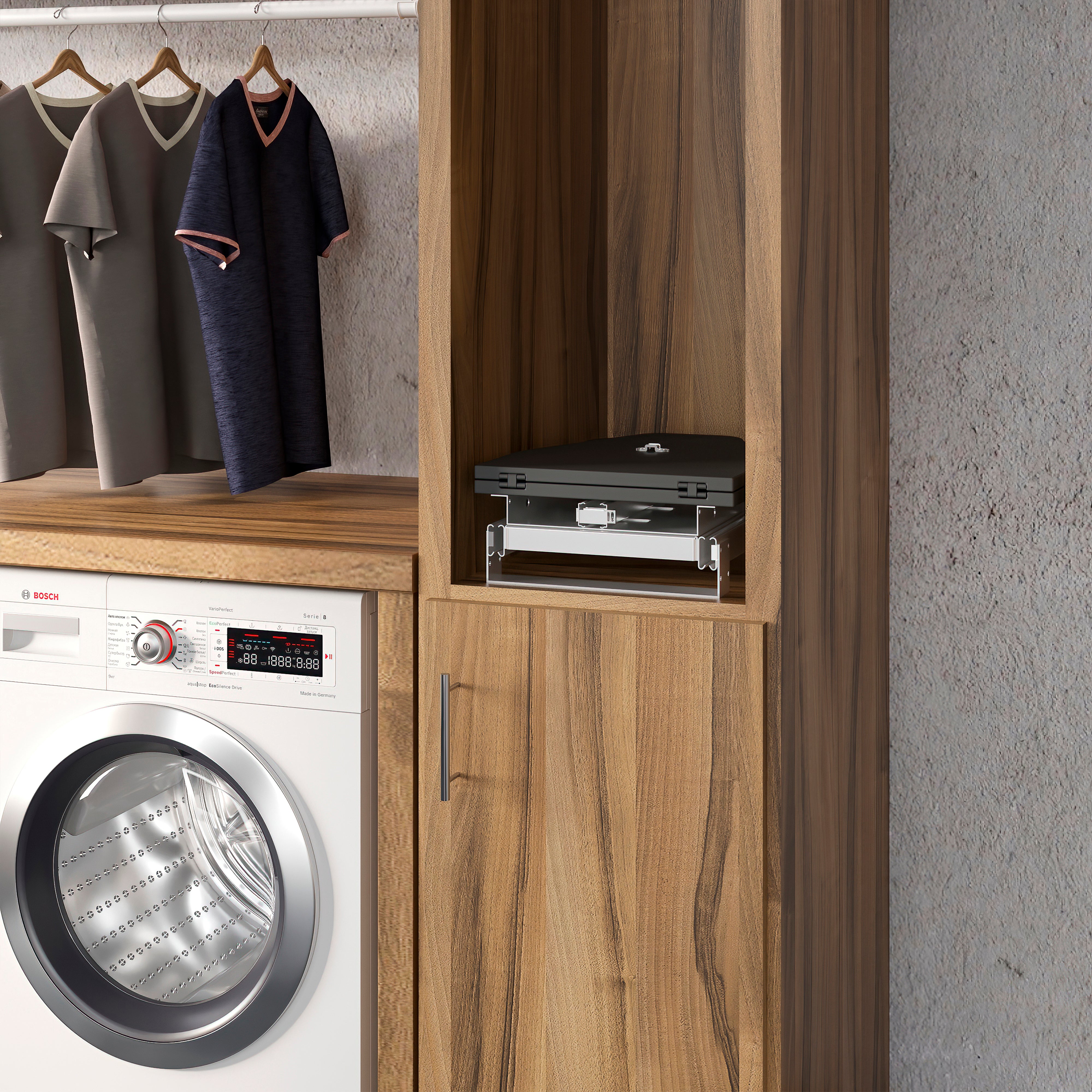 Emuca Table à repasser, pliante et extractible, pivotante, pour le meuble Iron 180, en acier et en bois - 3