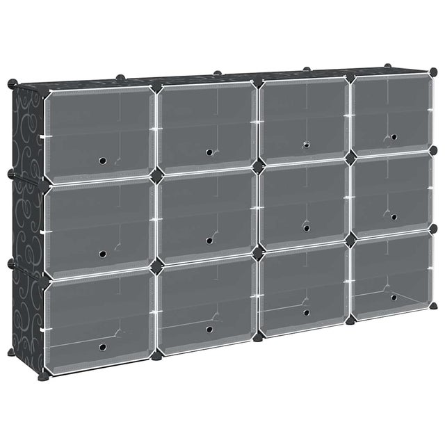 Estantería cúbica con 12 compartimentos y puertas PP negra – ComfortXL