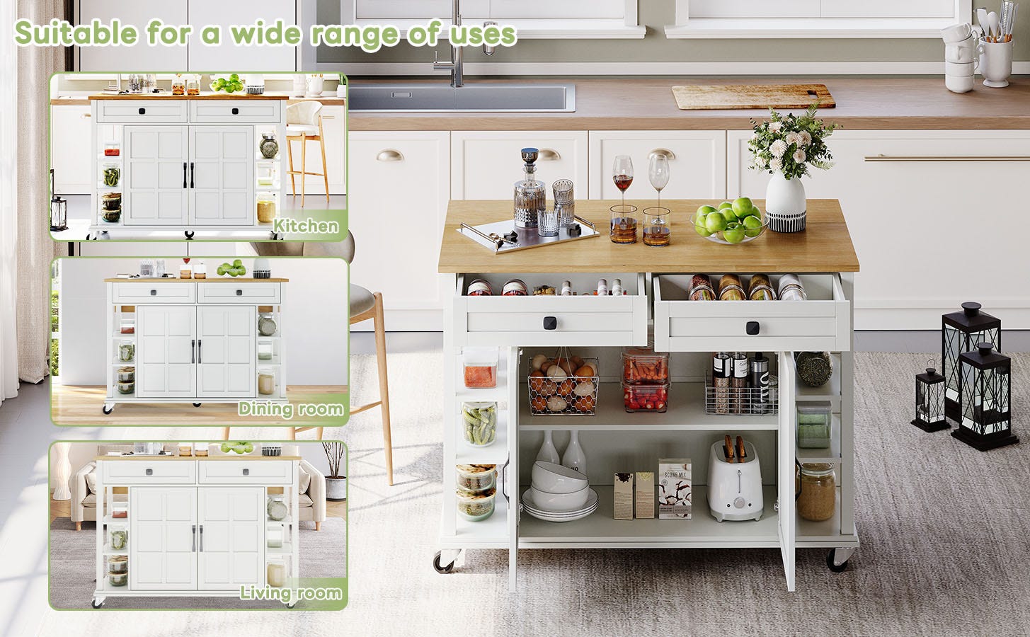 BDW Armoire de Cuisine Olive 60 cm avec Plan de Travail - 2 Portes, 2 BDW Armoire de Cuisine Olive 60 cm avec Plan de Travail - 2 Portes, 2