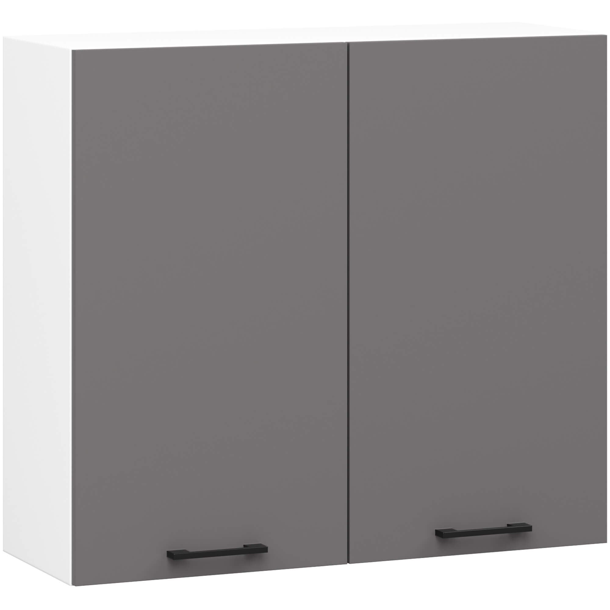 Szafka kuchenna AKORD W80 system OLIWIA H720 Biała 80 cm 2 drzwi kolor Grafit Szary mat 2 półki 80x30x72 cm