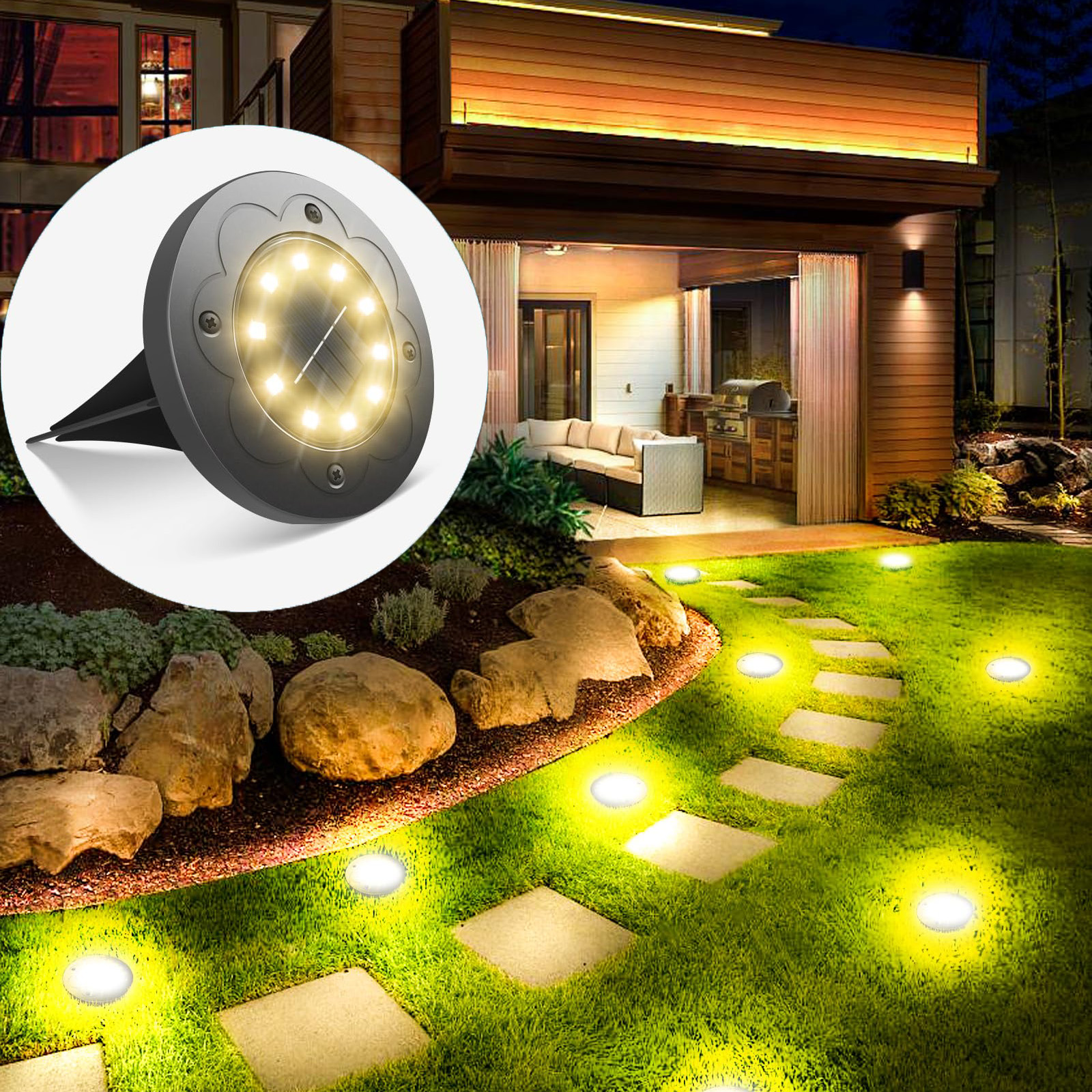 Lot De 1 Lampes Solaires De Rechange Avec Ampoules Led, Panneau Solaire