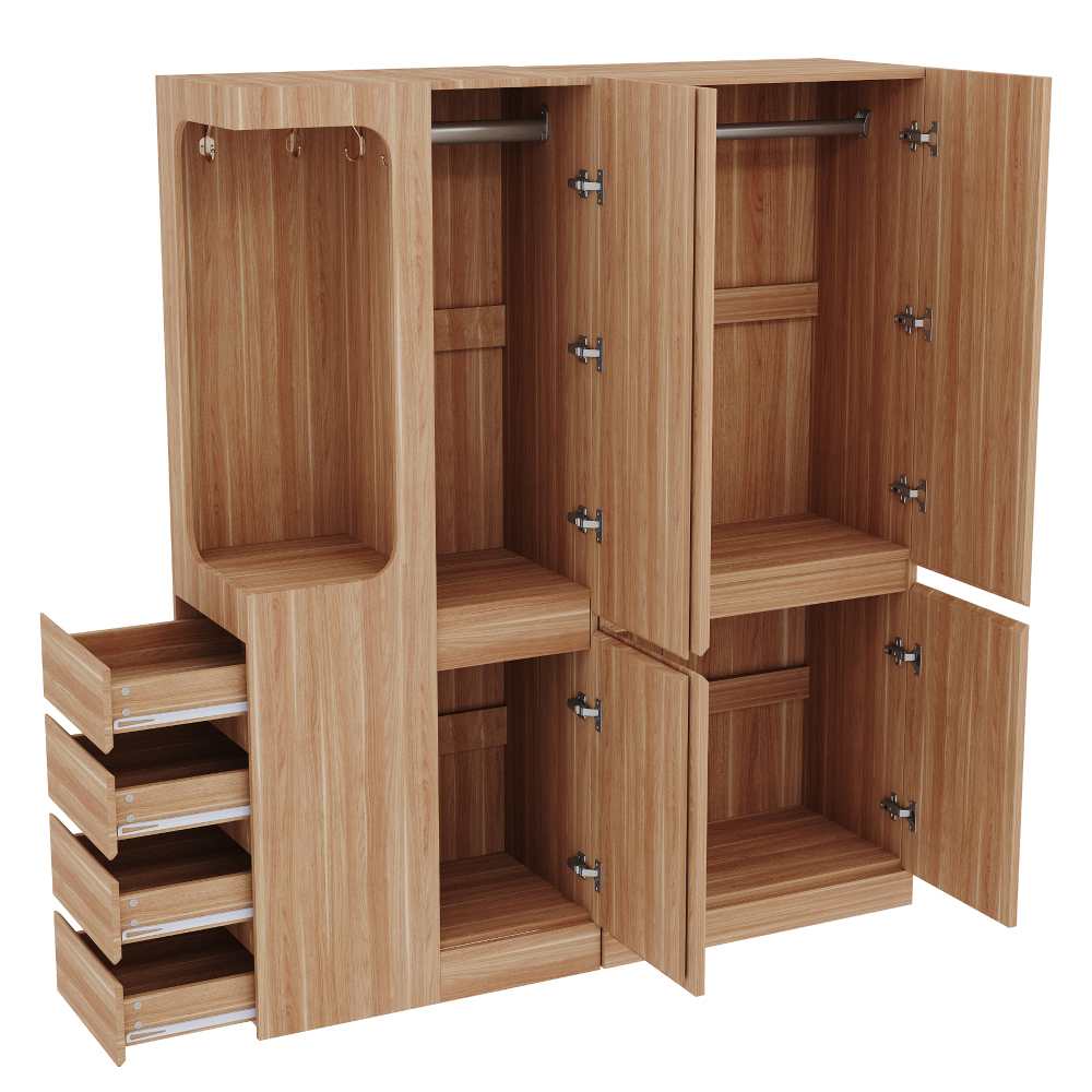 Armoire Grande Capacité 140x40x170 cm avec Tiroirs et Compartiments, Espace Ouvert pour Rangement - 9