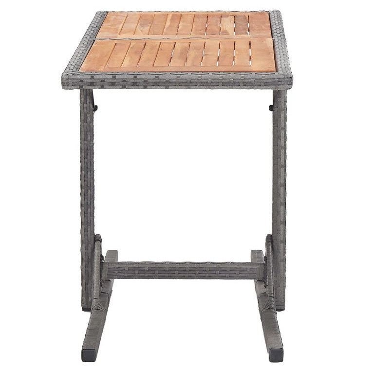 Table de jardin acacia massif clair et résine grise Vitan - 2