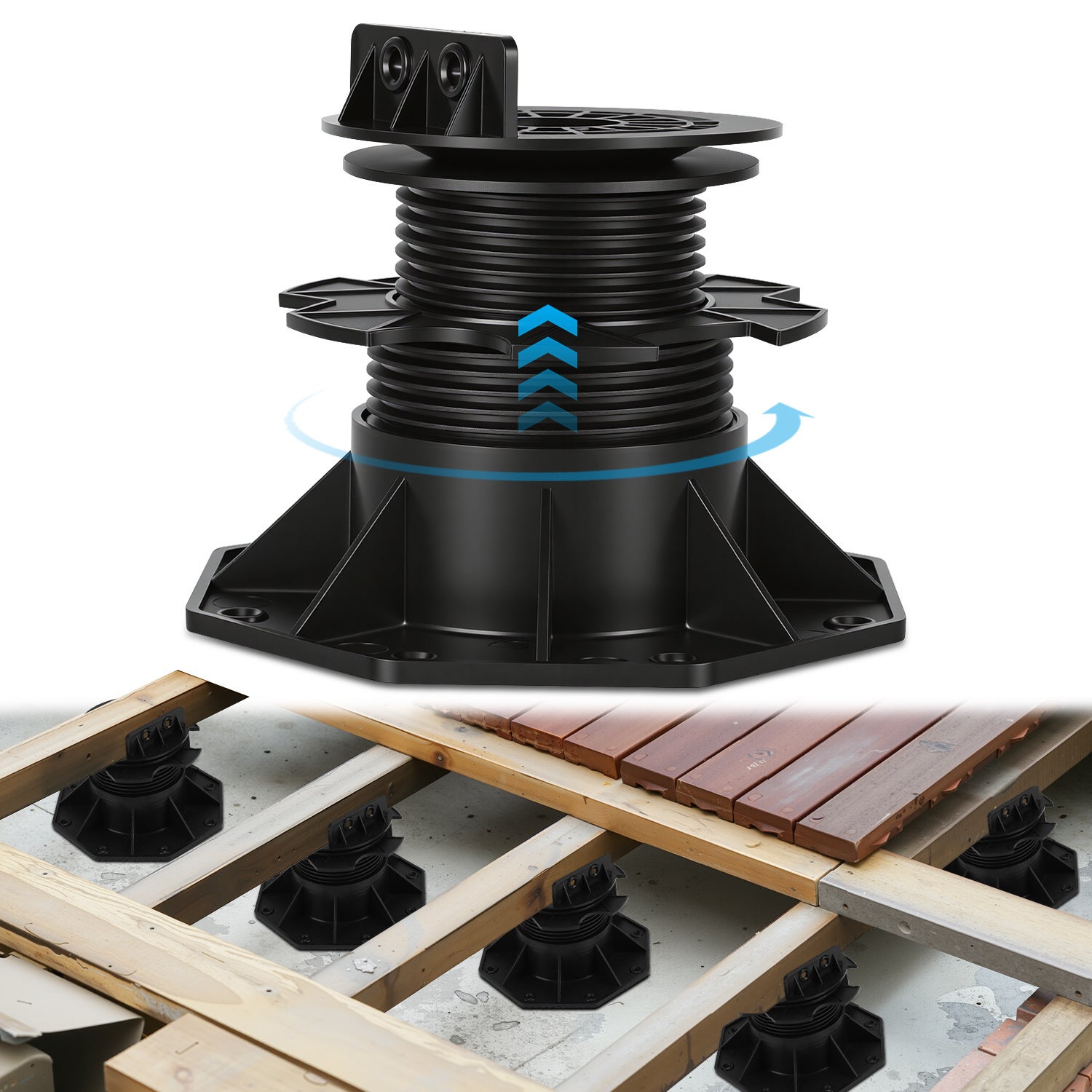 Wspornik do tarasu drewno kompozytowe 75-145 mm 0-5% nachylenie PP czarny 20 sztuk