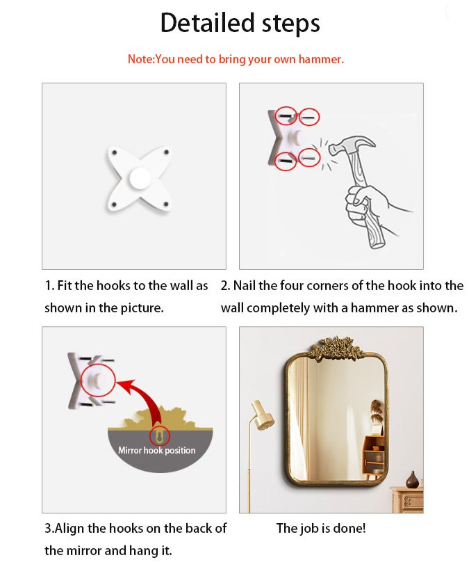 Metalowe lustro dekoracyjne w stylu vintage - lustro łazienkowe z metalową ramą i szkłem o wysokiej rozdzielczości, montaż ścienny, B - 4