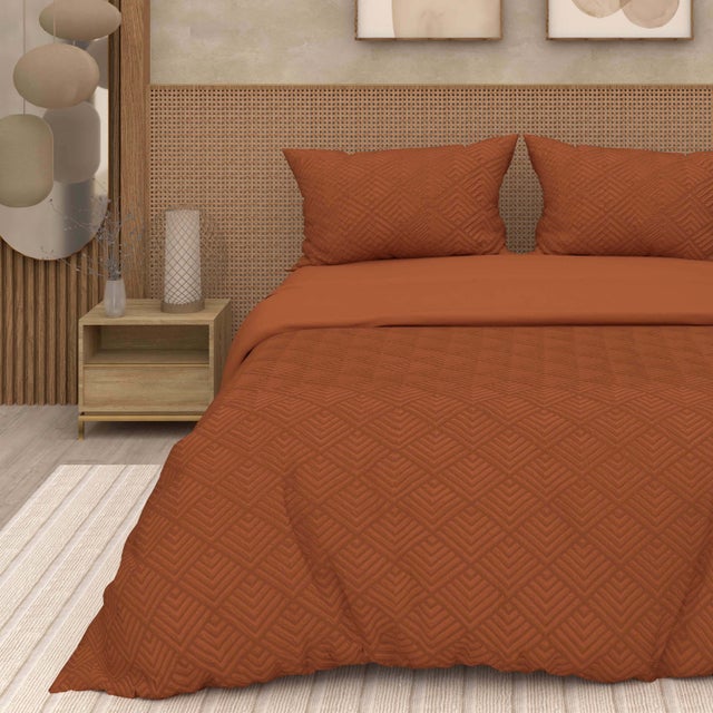 Parure housse de couette 3D microfibre 260x240 cm GAIA terra, par Soleil d'Ocre