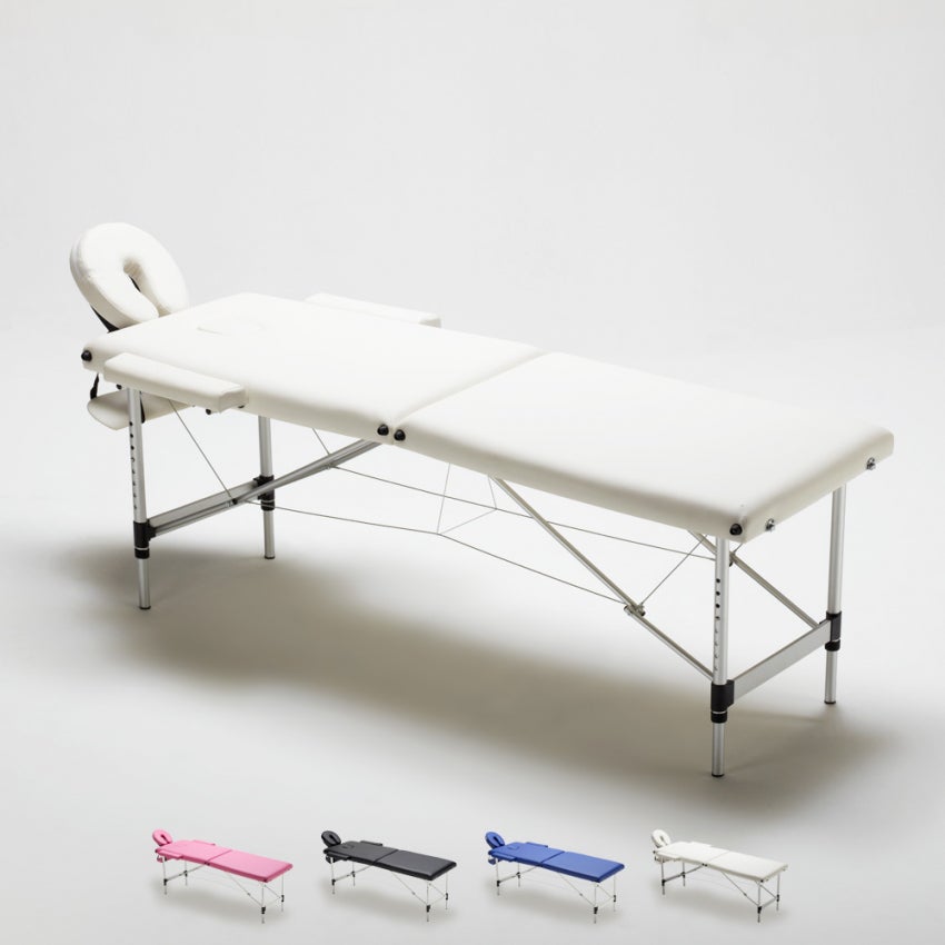 Camilla de masaje de aluminio plegable portátil 2 secciones 210 cm shiatsu
