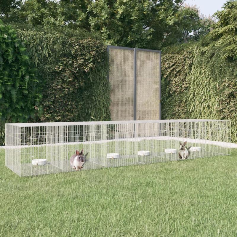 Klatka dla królika, 6 paneli, 327x79x54cm, galwanizowane żelazo vidaXL