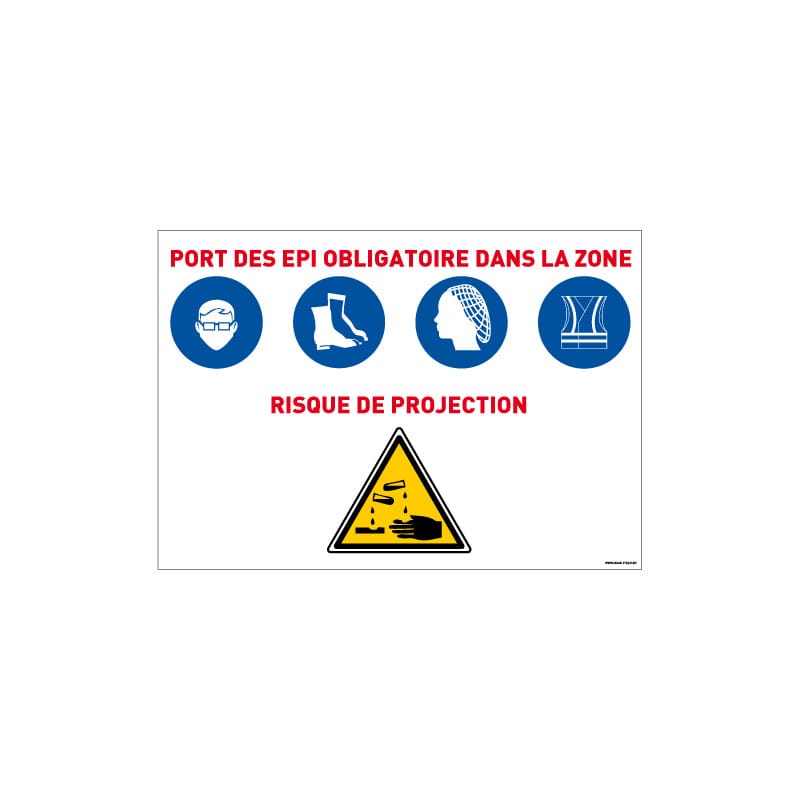 Panneau Port des EPI obligatoire Risque de projection (E0638) 420 x 300 ...
