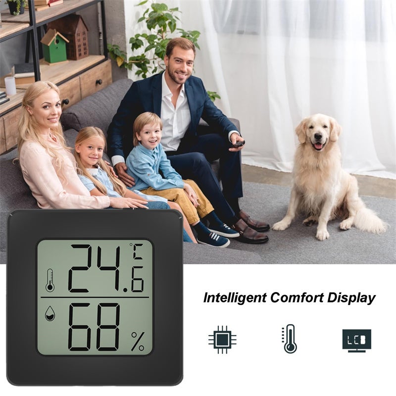 Thermomètre d'intérieur, hygromètre numérique, hygromètre, thermomètre pour la maison, moniteur de température et d'humidité pour serre, cave, noir - 7