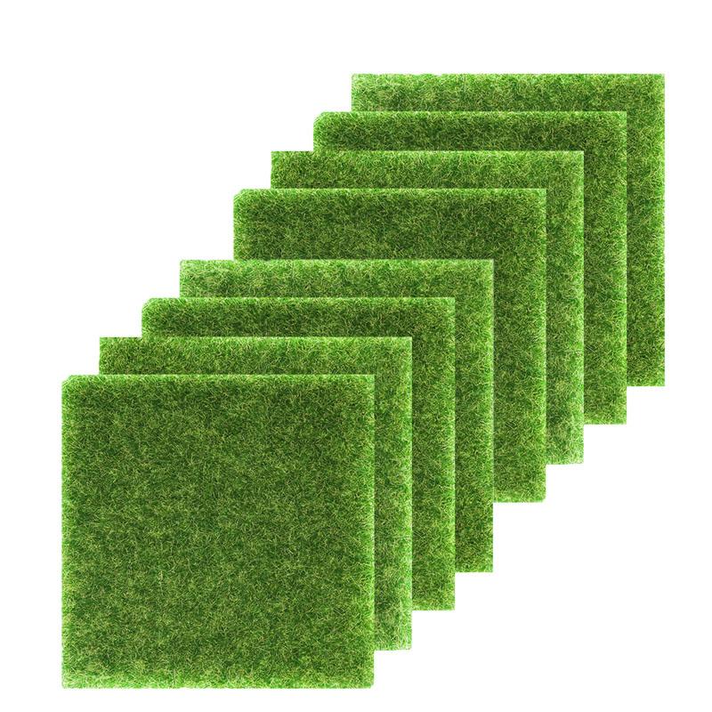 8 mat ze sztucznej trawy 15 x 15 cm, z mikropianki, idealnych do mikrokształtowania krajobrazu i dekoracji wnętrz