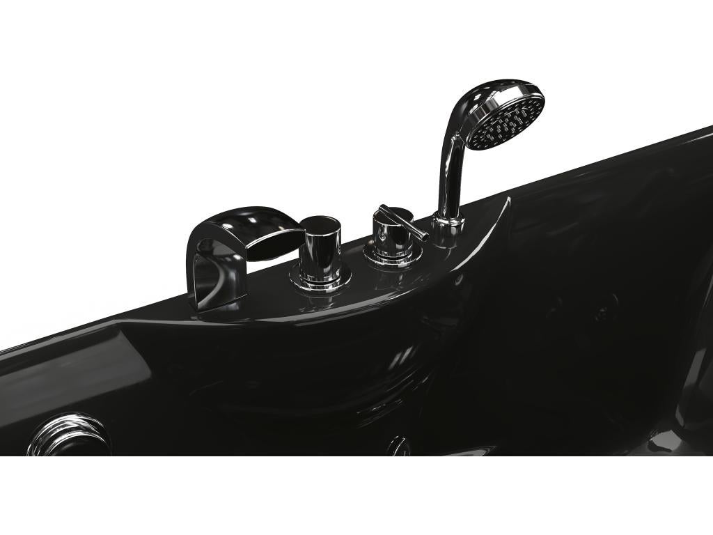 Baignoire balnéo - 150 x 75 x 54,5 cm - Noire - Angle droit - 1 place - 140L - GAVINO - 4
