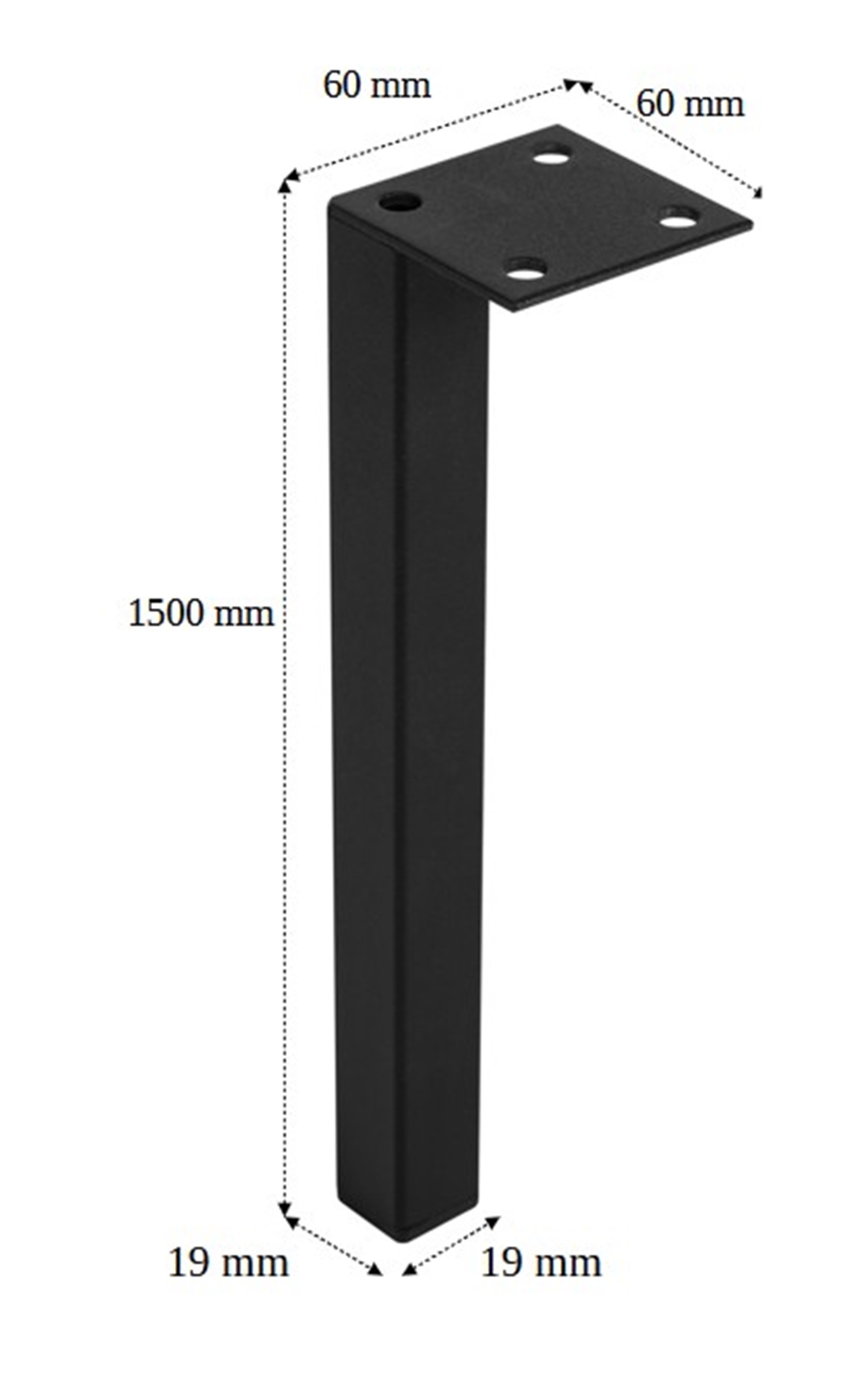 4 un. Pied carré noir pour meuble de salle de bain FURNIDEA en métal h: 15 cm - 3