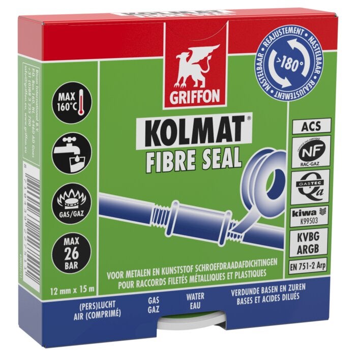 Bande étanchéité raccord fileté KOLMAT FIBRE SEAL-12mm x 15m - 2