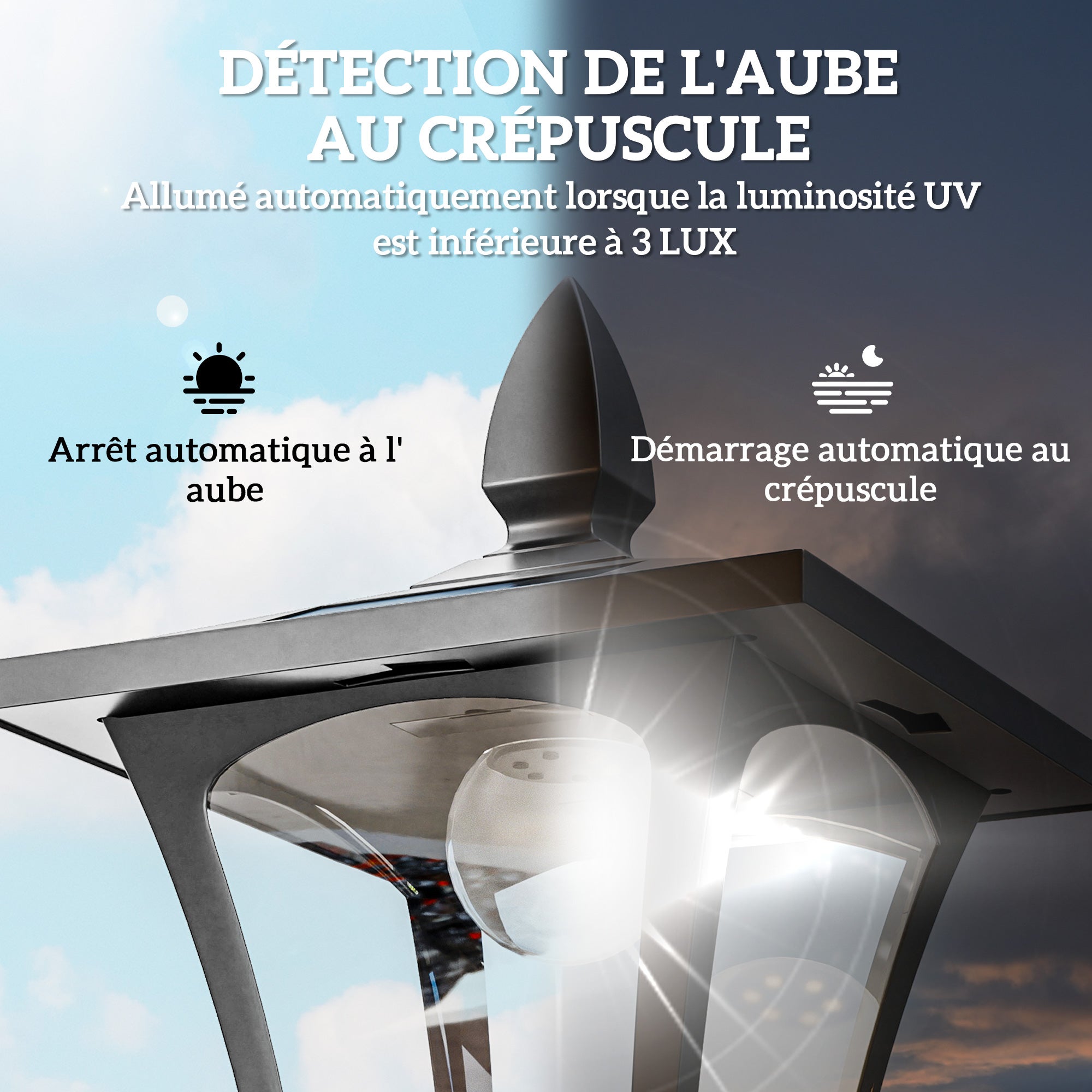 Lampadaire extérieur solaire plastique noir OUTSUNNY - 5
