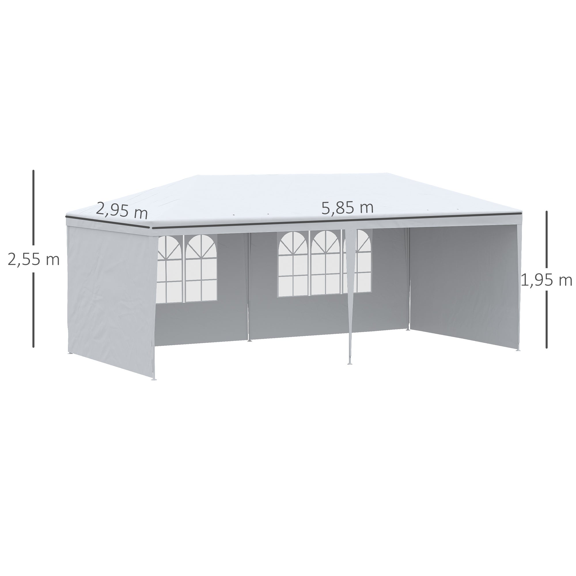Carpa de Jardín Outsunny 585x295x255 cm Blanco - 3