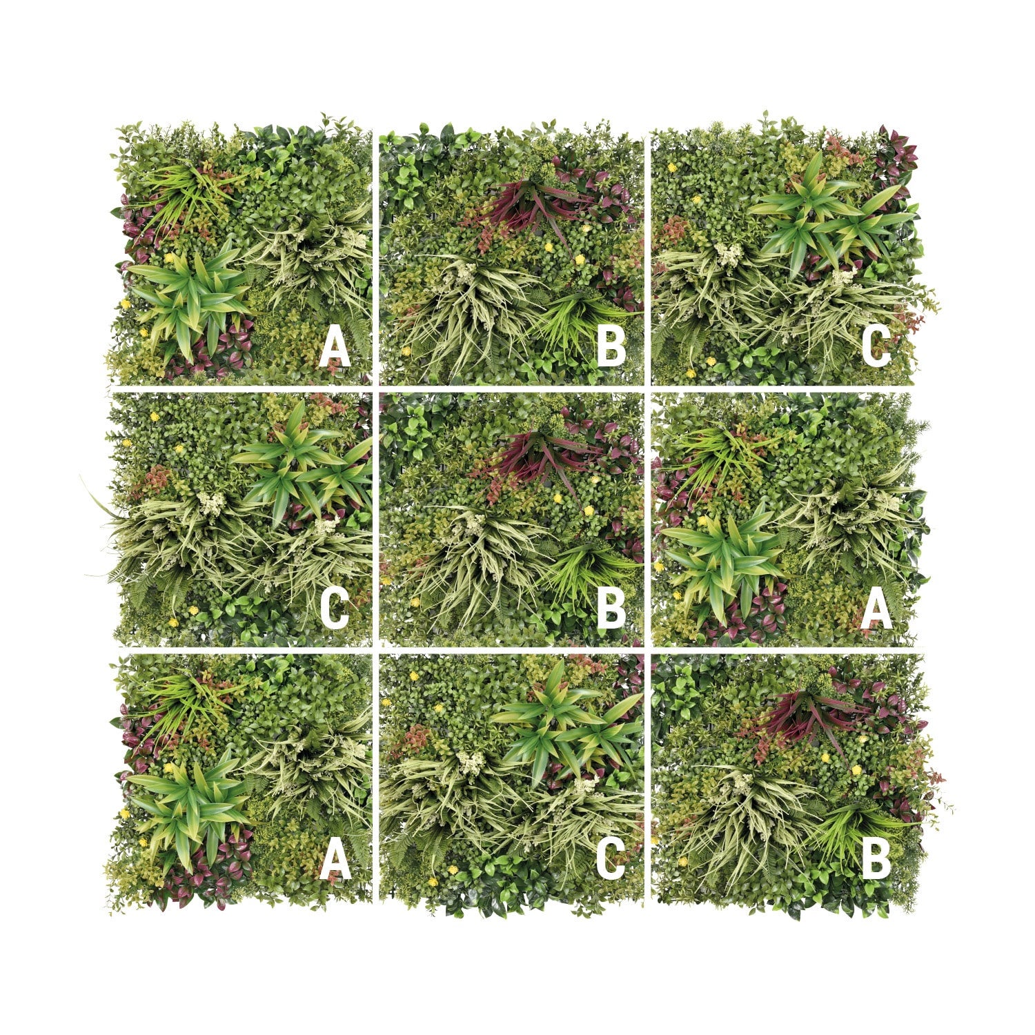 Bonerva | Jardín Vertical Artificial Creta | Pack 3 Piezas 50x50cm (0,75m²) | Diseño Exclusivo | Planta artificial decoración oficina, hotel, bar - 4