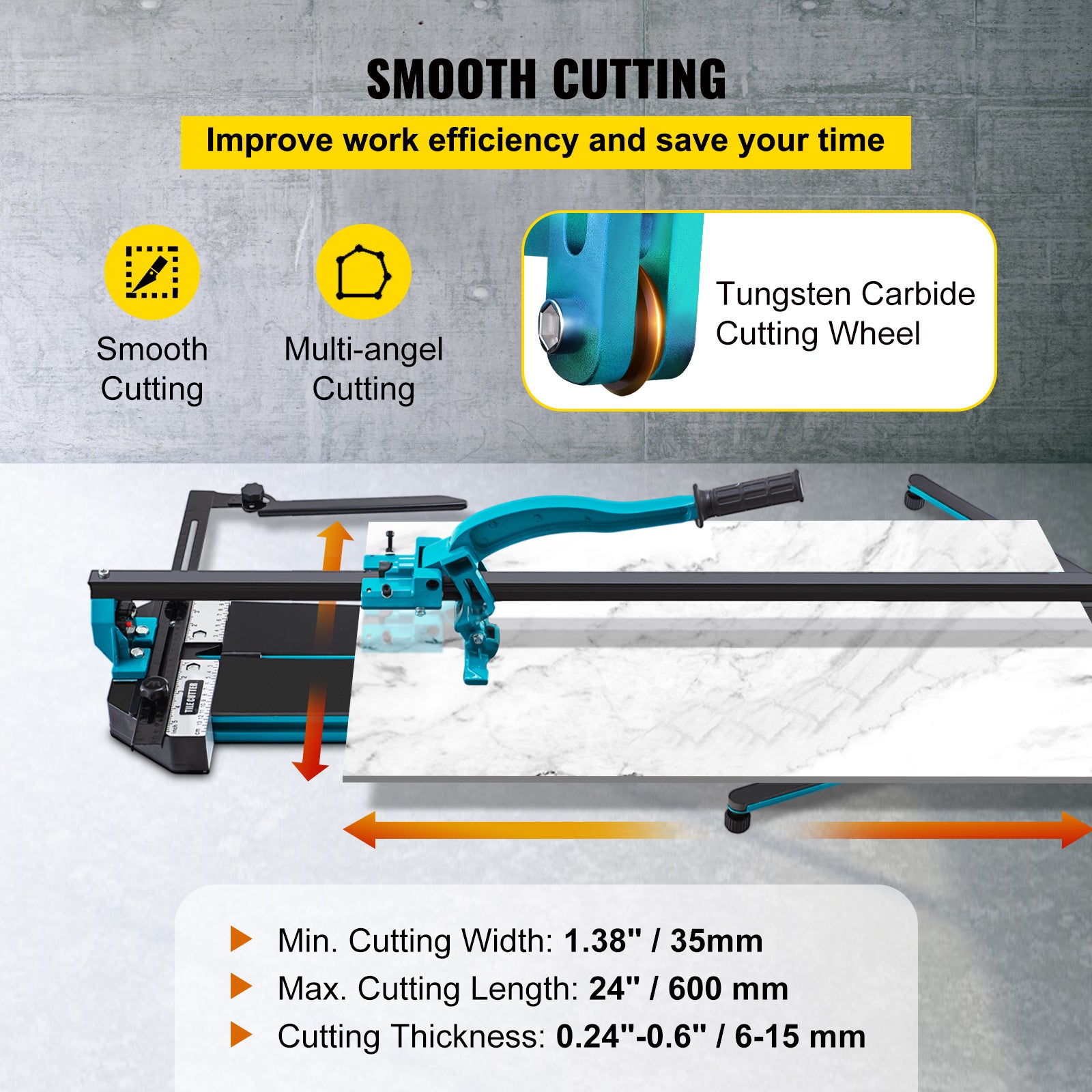 Cortador manual telha VEVOR 600 mm, cortador robusto telha da espessura 6-15 mm com posicionamento preciso do laser infravermelho para cortar cerâmica - 3