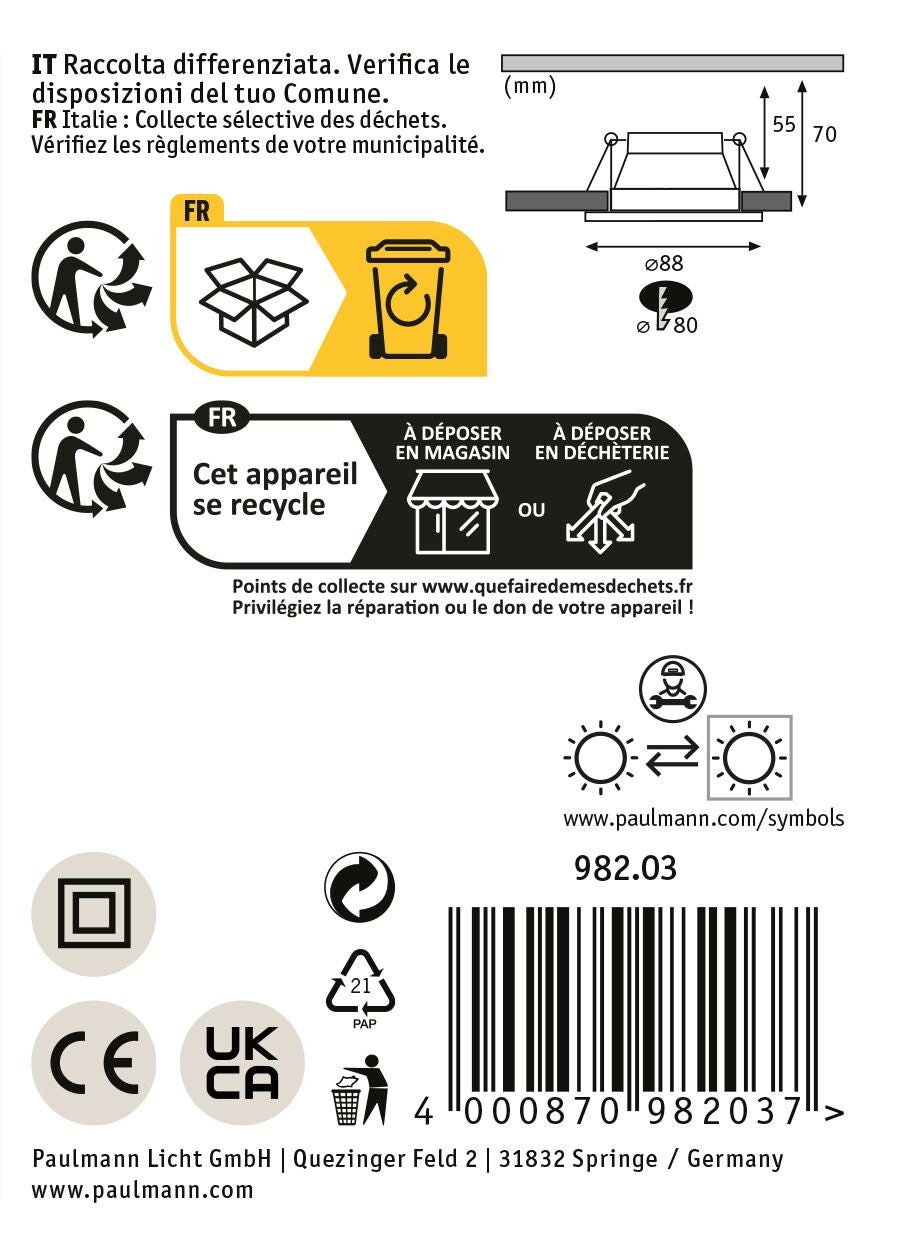 Spot encastré LED 3-Step-Dim Cole Coin Kit de 6 IP44 rond 88 mm Coin 6x6W 6x470lm 230V gradable 2700K Argent mat - 10