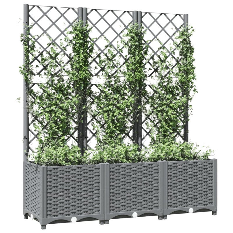 Jardinière avec treillis Gris clair 120x40x136 cm PP - 3