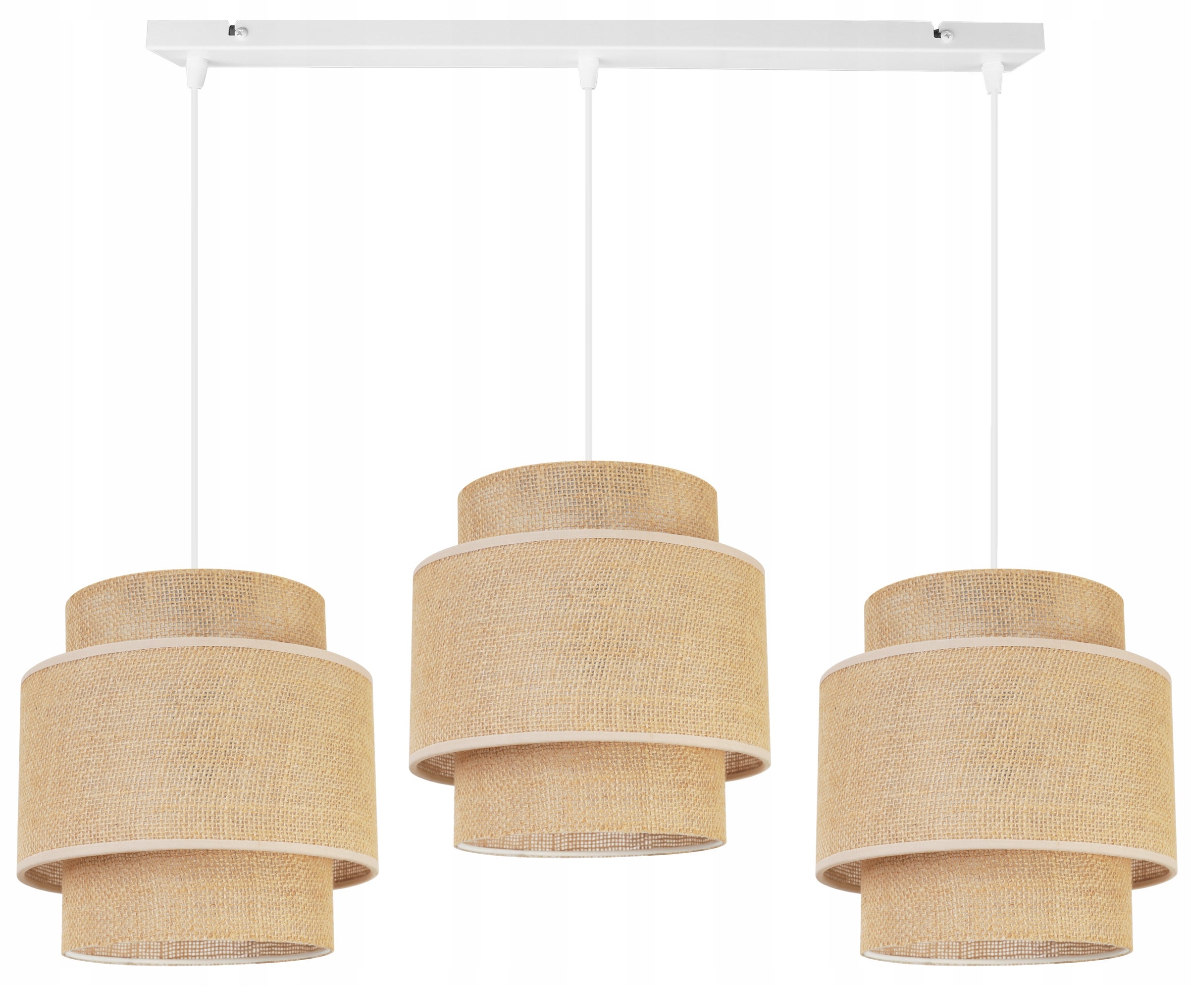 Lampa sufitowa wisząca Boho pozioma loft 3xE27 abażur juta biały/beżowy Light Home LH