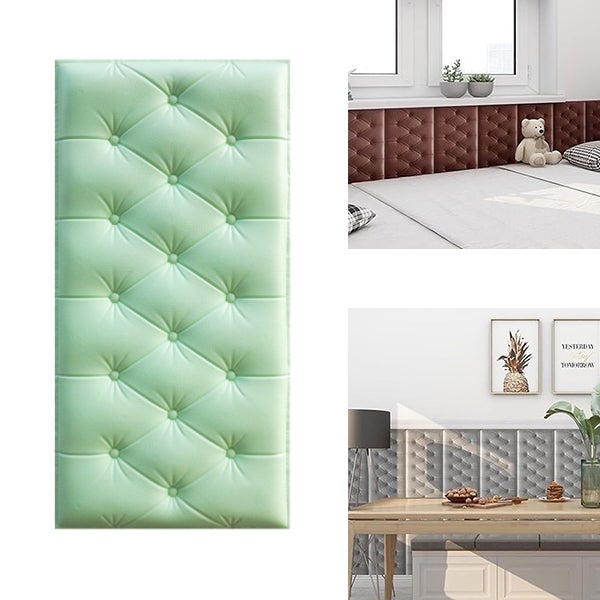 Zielony panel ścienny 3D z miękkiej pianki PE, 10 sztuk, dekoracyjna poduszka do wnętrz DIY, 30 x 60 cm