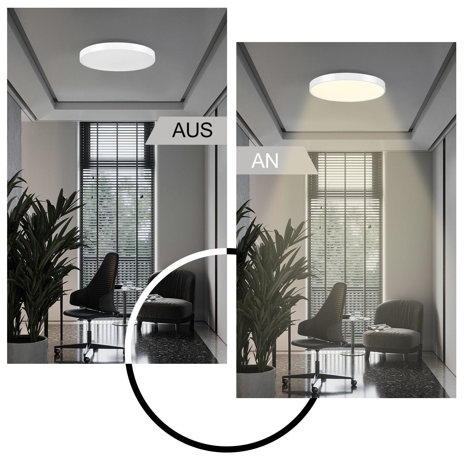 NETTLIFE Lâmpada de teto LED branca quente - lâmpada de casa de banho 12W IP44 à prova de água 21cm redonda moderna - 6