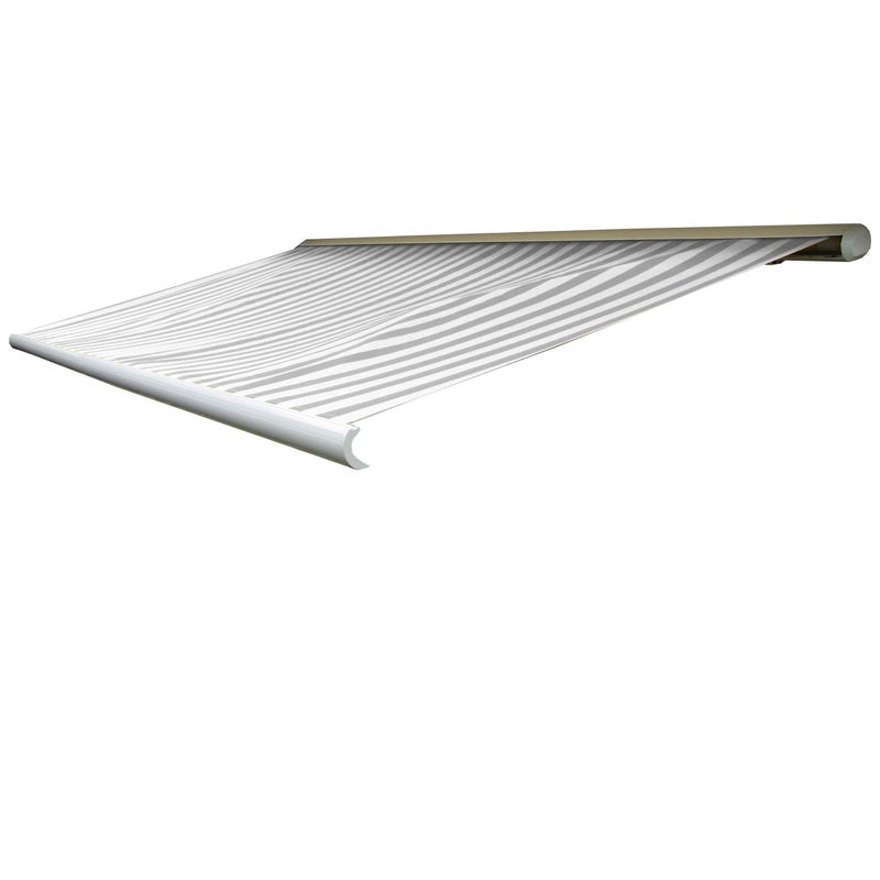 Wymienne poszycie do markizy T122, pełna kaseta Wymienne poszycie przeciwsłoneczne 4x3m ~ Akryl szary-biały