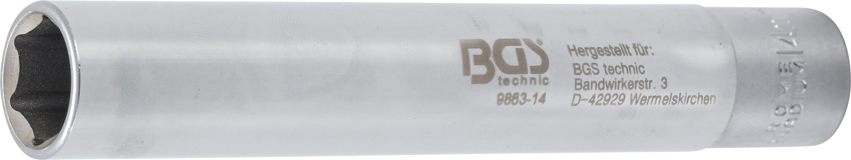 BGS Nasadka klucza nasadowego sześciokątna bardzo głęboka, napęd kwadratowy wewnętrzny 10 mm (3/8") 14 mm - 9863-14